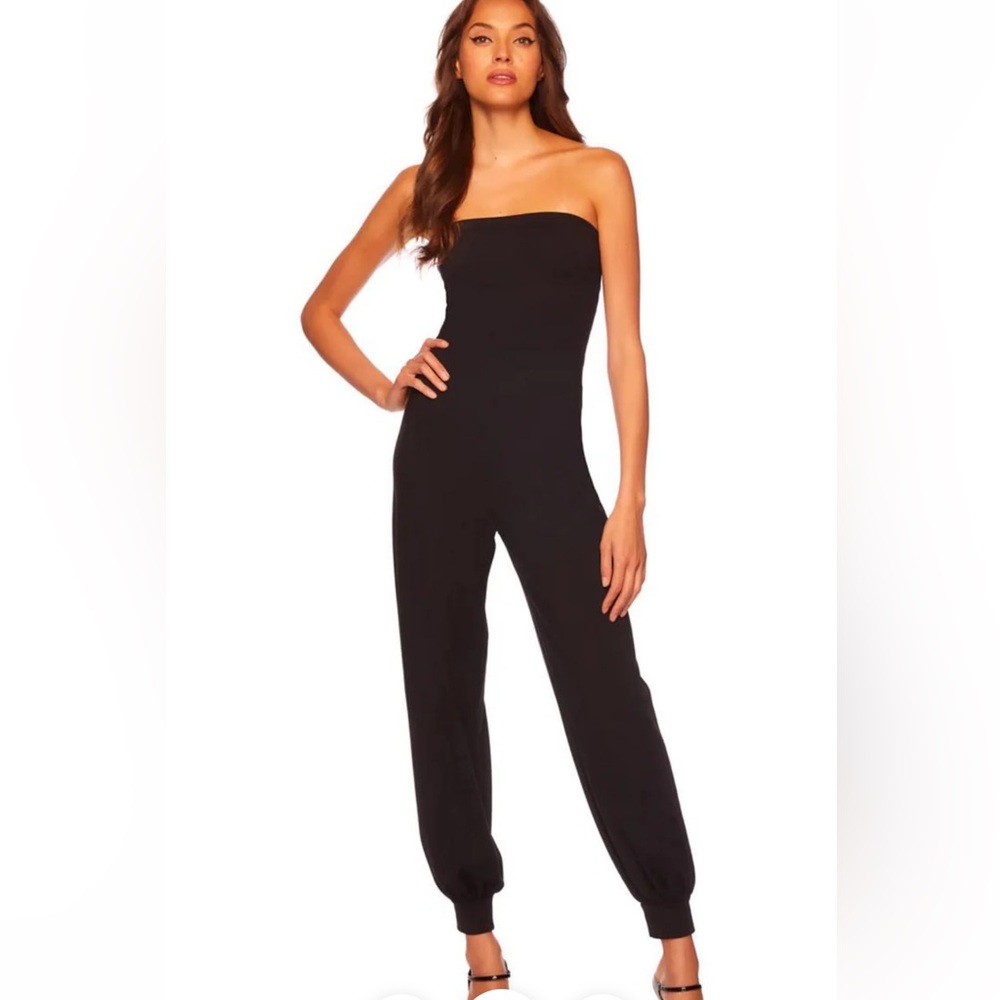 Susana Monaco Tube Top Jogger Black Strapless Jumpsuit NWT M